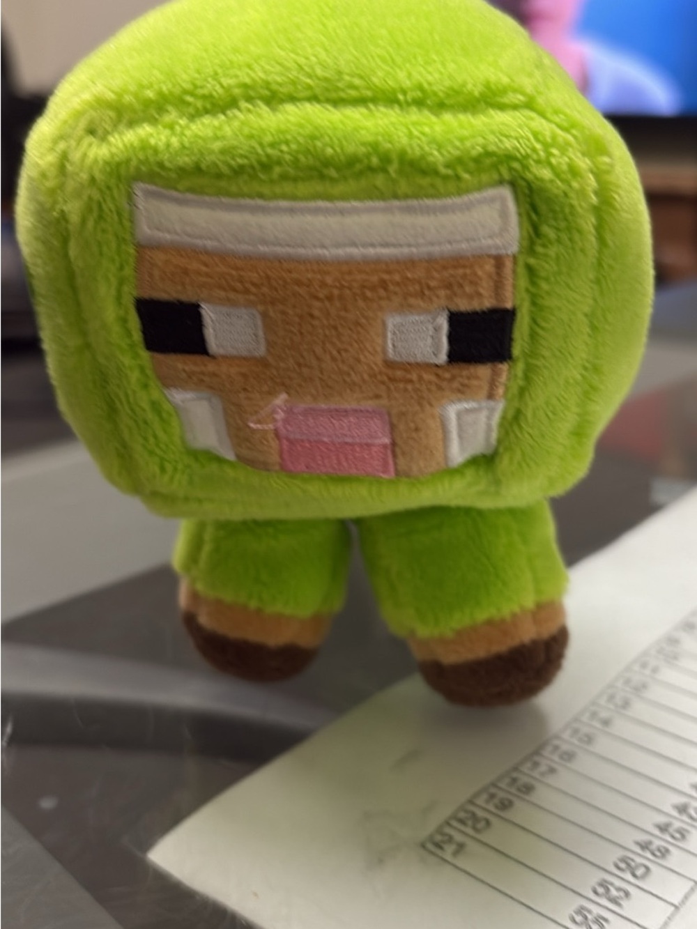 Bright Green Plush Character Toy - Soft Hooded Figure